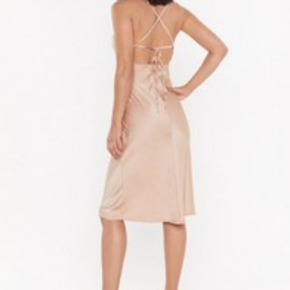 Midi Dress Champagne Gold Color Dress - Picture 2 of 4